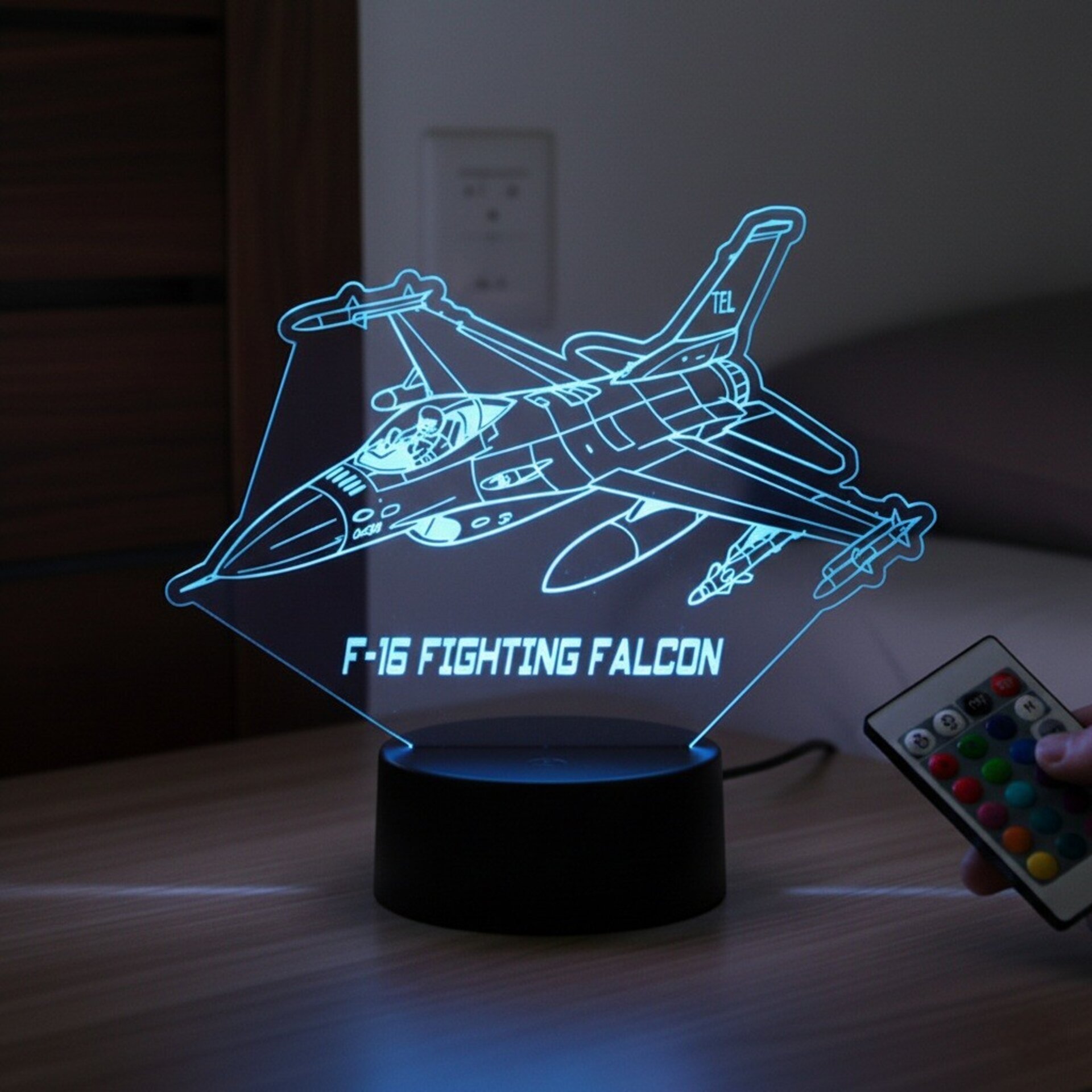 Lampara led 3d Avion combate F-16 Fighting Falcon personalizada con nombre - 4