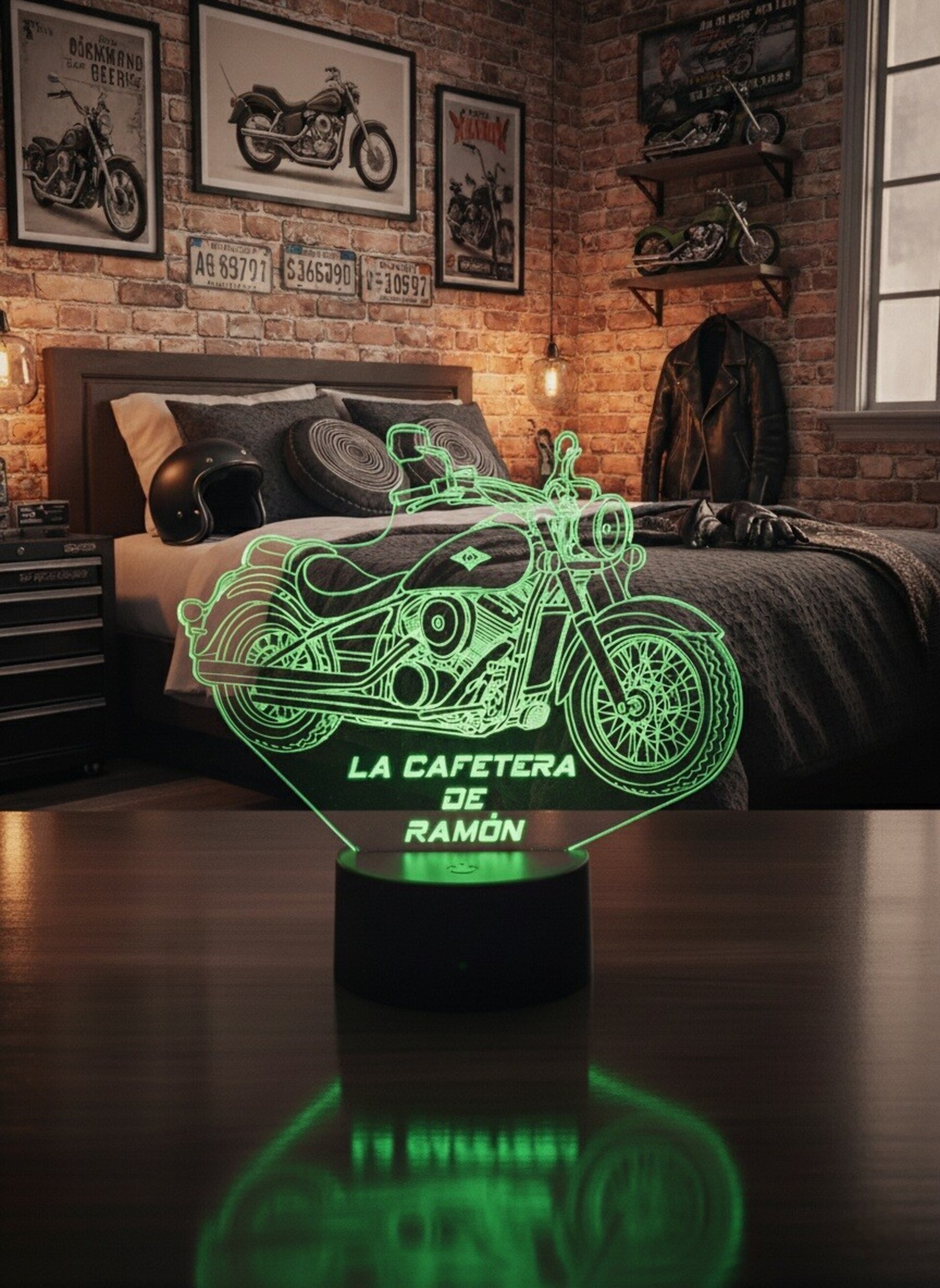 Lampara led 3d Moto Kawasaki Vulcan 900 año 2009 personalizable, sobremesa - 4
