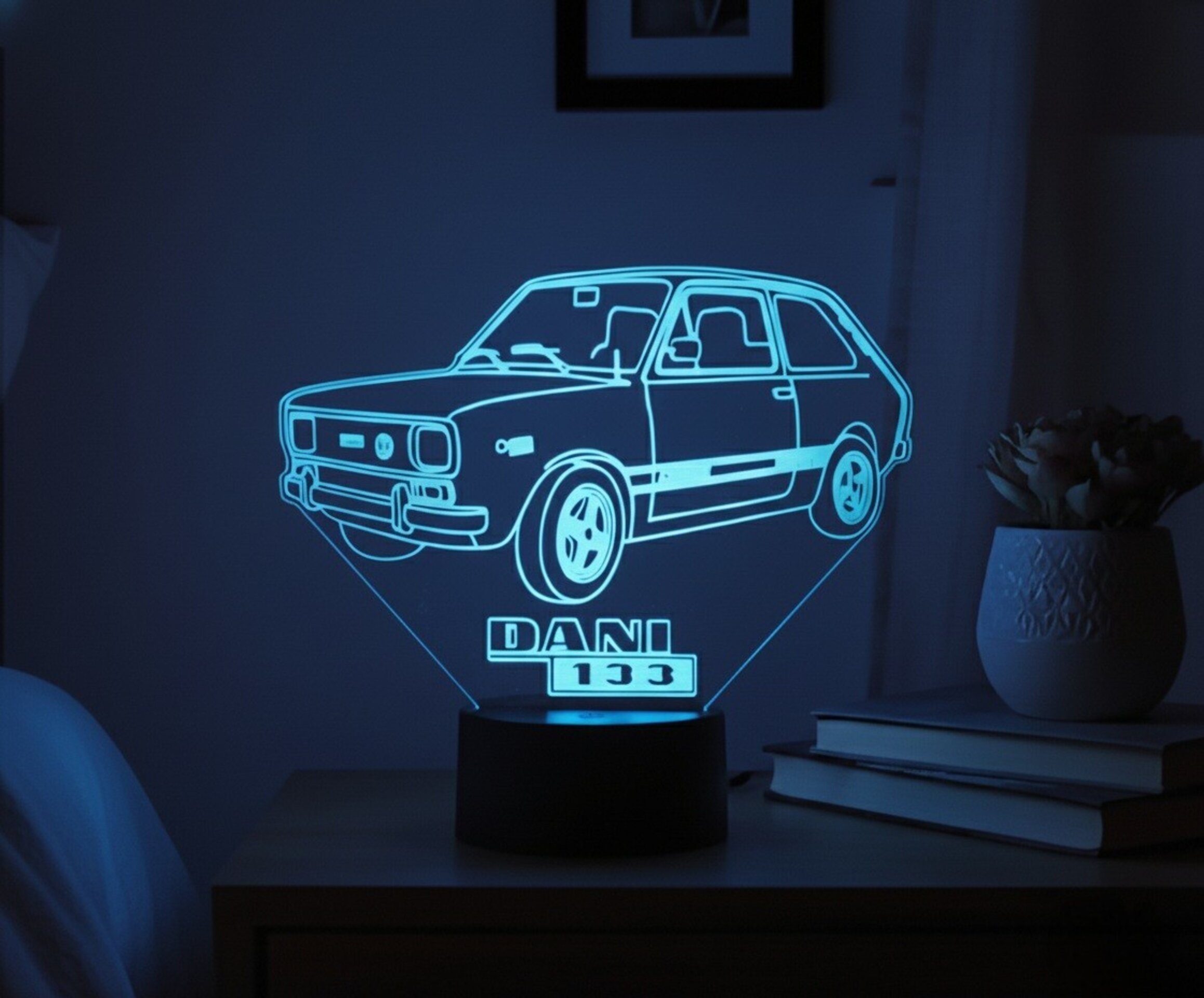 Lampara led 3D coche clasico Seat 133. Personalizable - 3