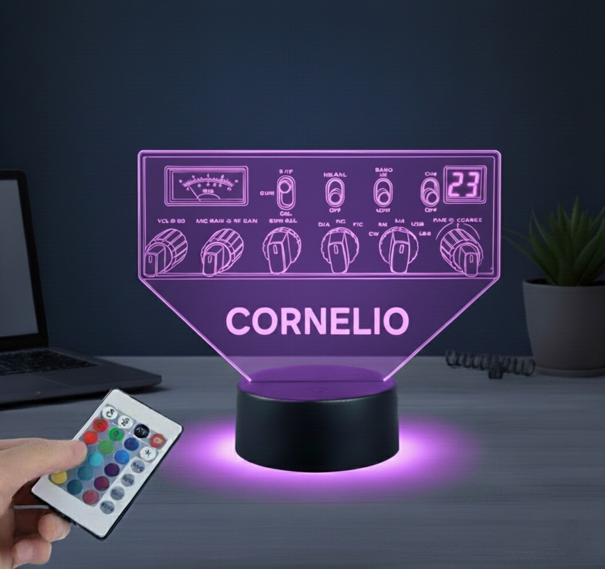 Lampara led Emisora radioaficionado Super Star 3900 personalizada + indicativo - 3