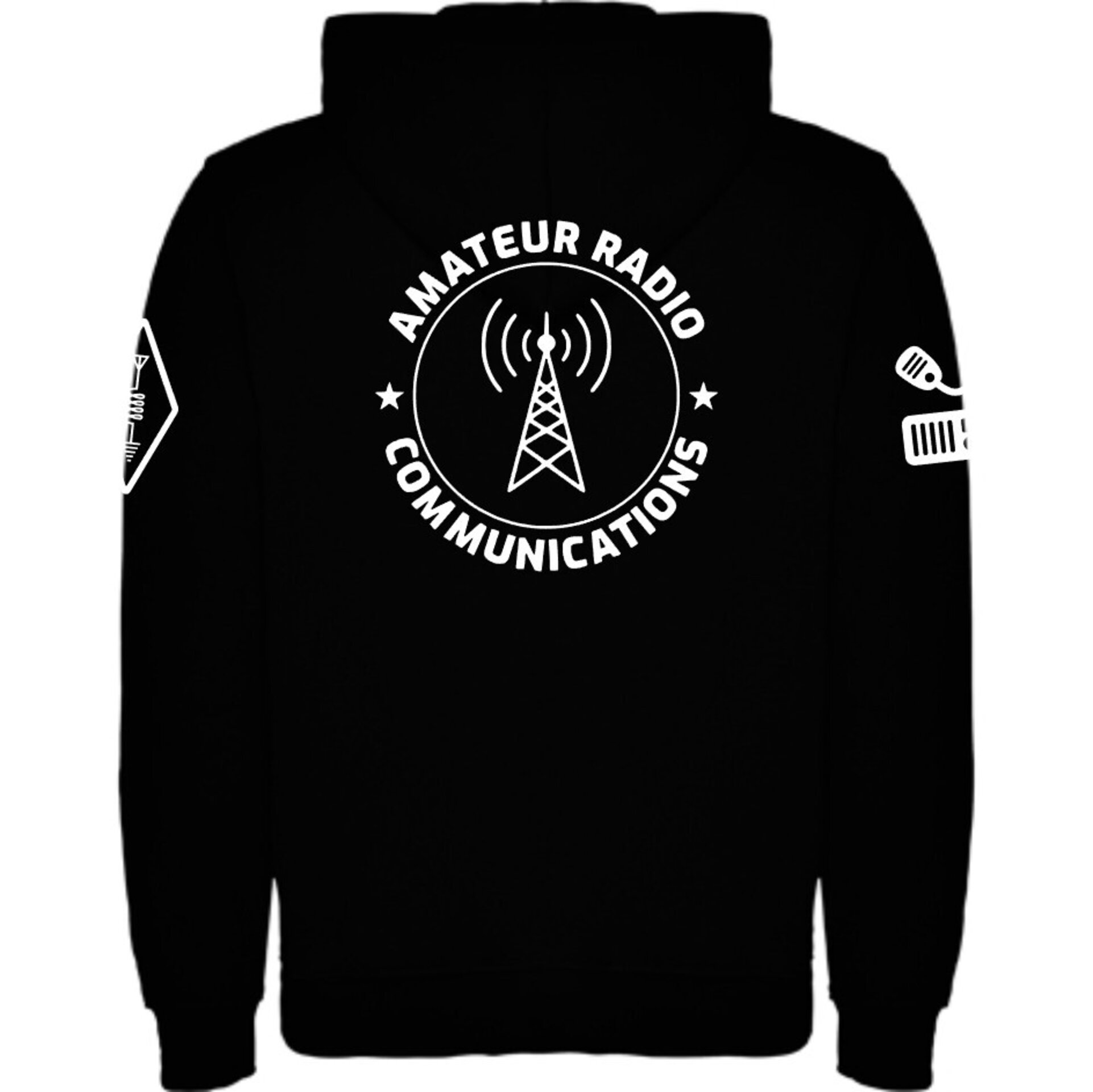 Sudadera negra unisex personalizada con indicativo para radioaficionado. QRZ - 2