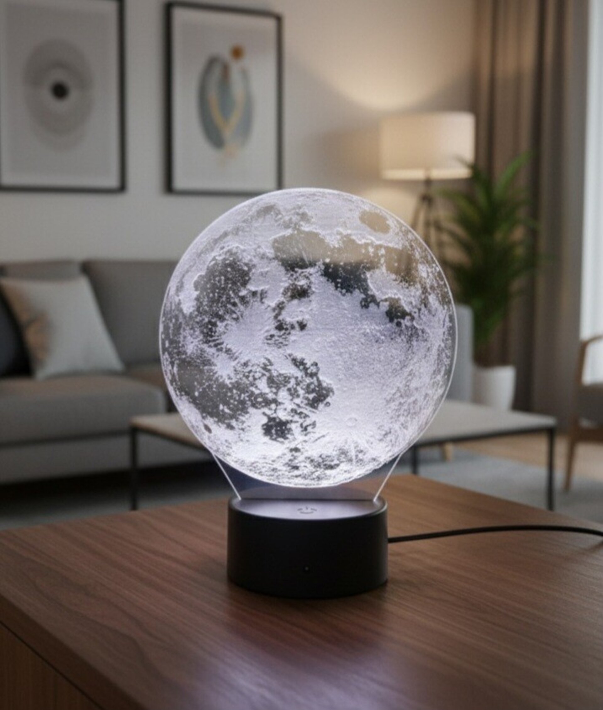 Lampara led 3d Preciosa Luna para decorar salon, domitorio, salita. - 1