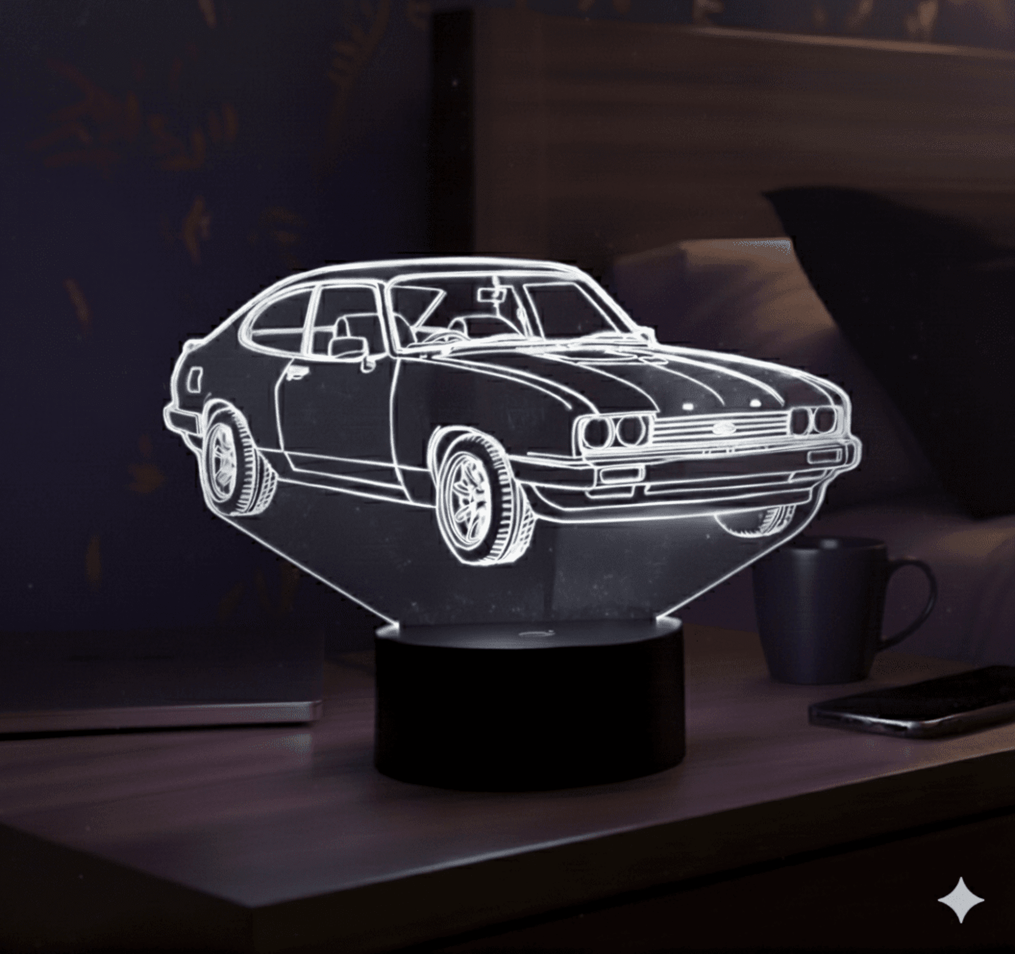 Lampara led 3D coche Ford Capri. Personalizable - 3