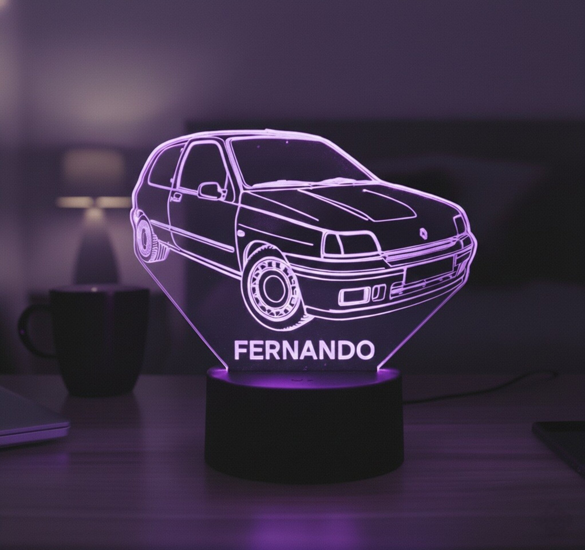 Lampara led 3D coche Renault Clio 16V. Personalizable - 2